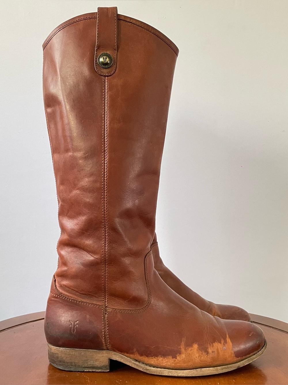 Frye Melissa Button Brown Leather Tall Riding Boots | US 8.5 - Picture 1 of 9